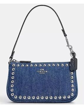 Coach Nolita 19 Denim Studded Shoulder Bag - Blue